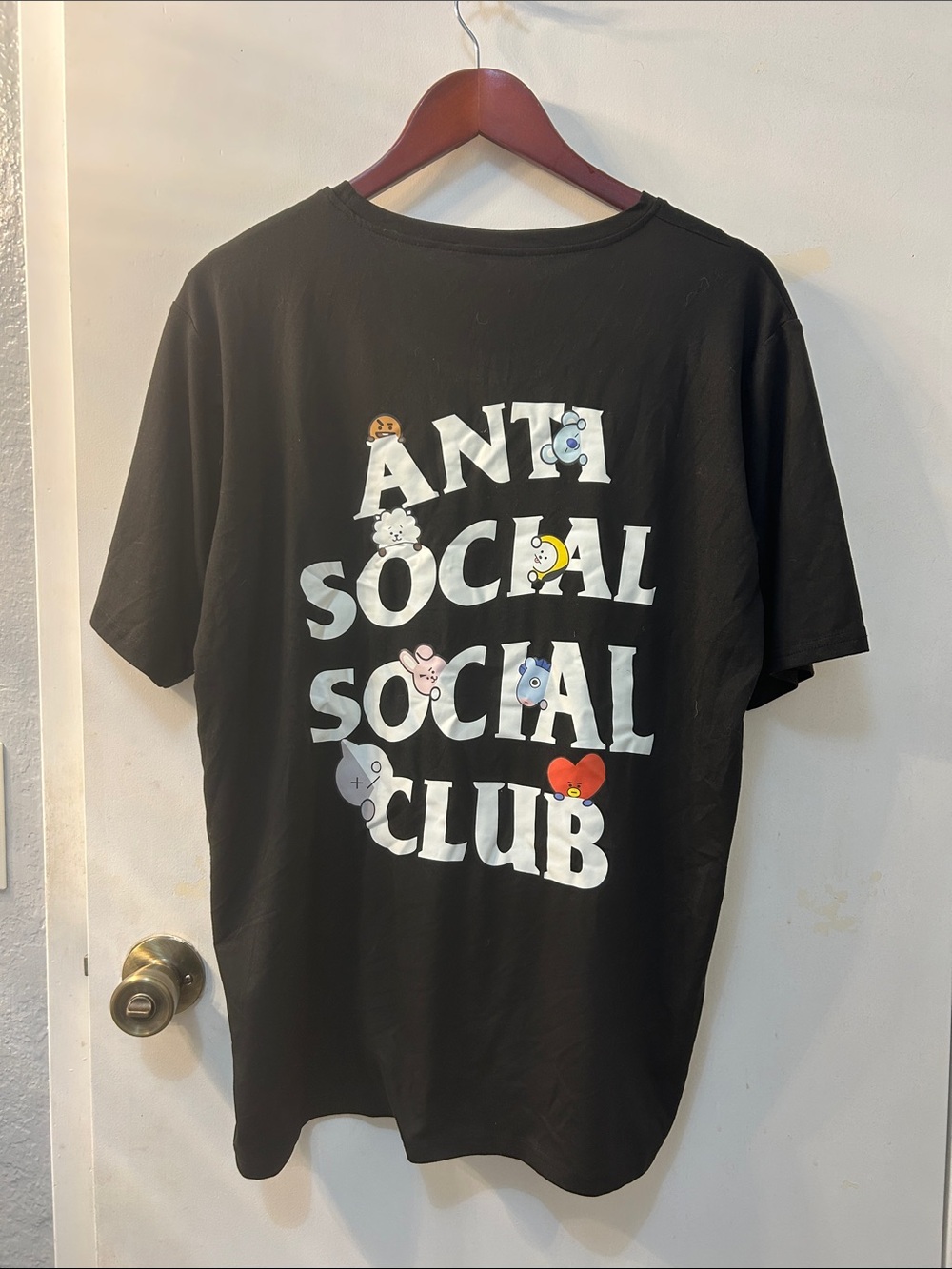 BT21 Anti Social Social Club Men's Black Graphic Tee, L